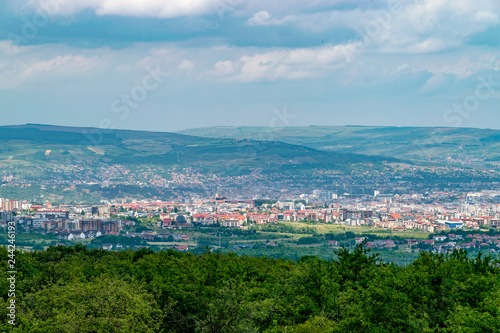 Overview of Cluj-Napoca city viewed from Feleac Hill in Cluj-Napoca, Romania