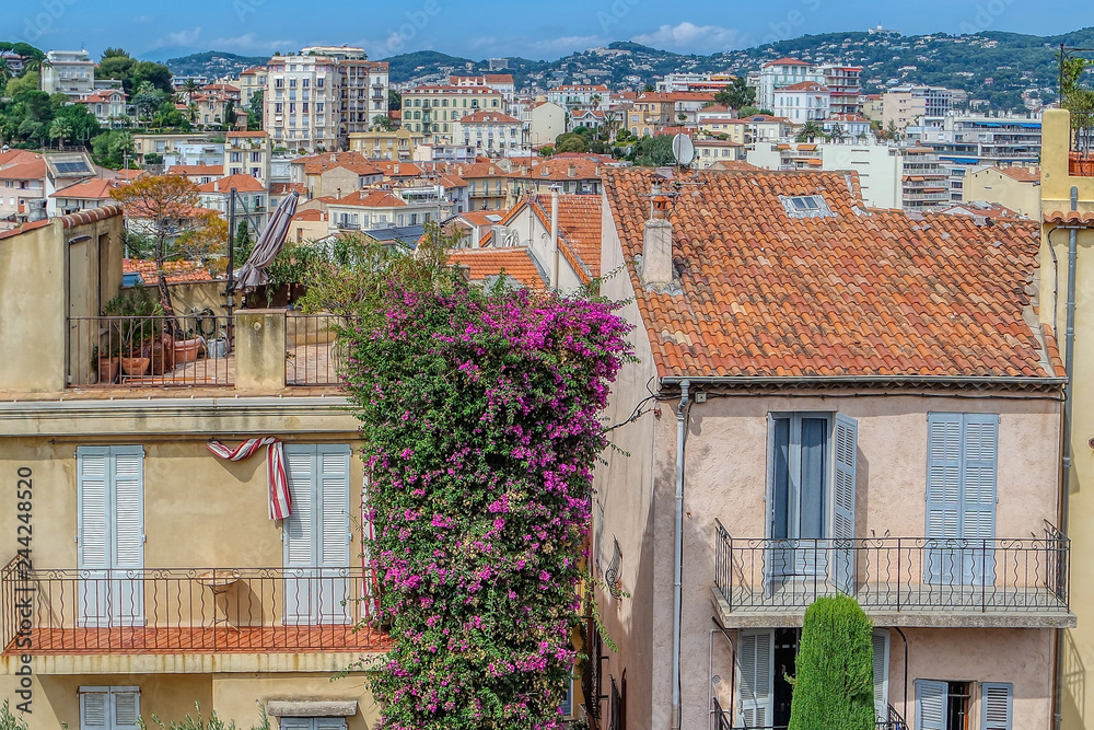 View view of old streets in Cannes, Cote dAzur, French, Riviera, South of France, Europe