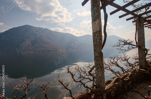 scenic landscape of Lugano Lake, valsolda - italy