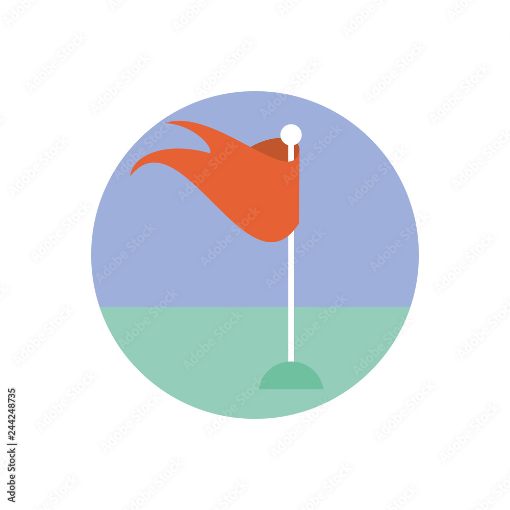 circular frame with flag marker in stick circular frame with flag marker in stick