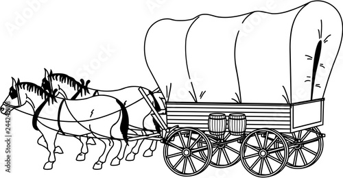 Covered Wagon Vector Illustration