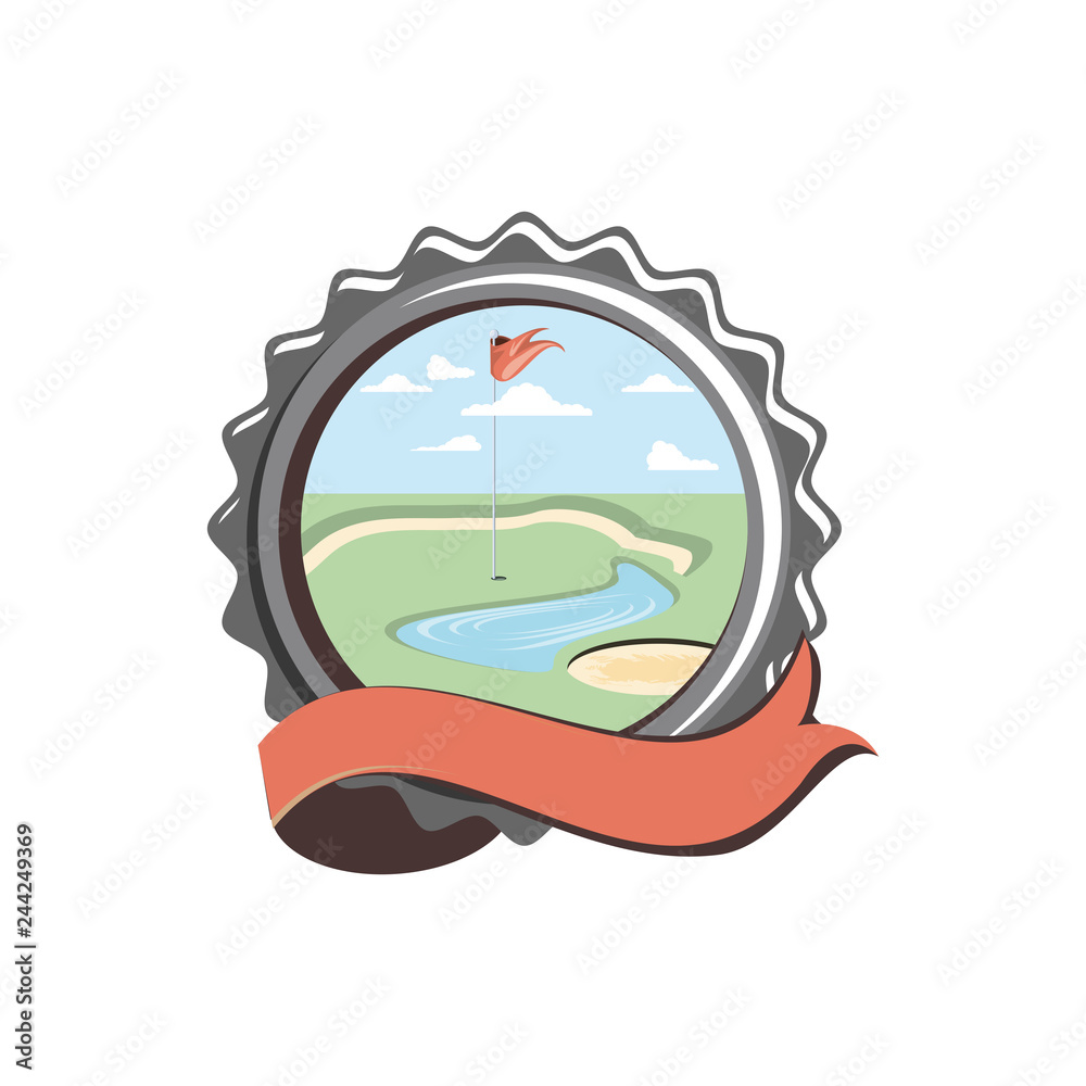 seal with field golf and ribbon