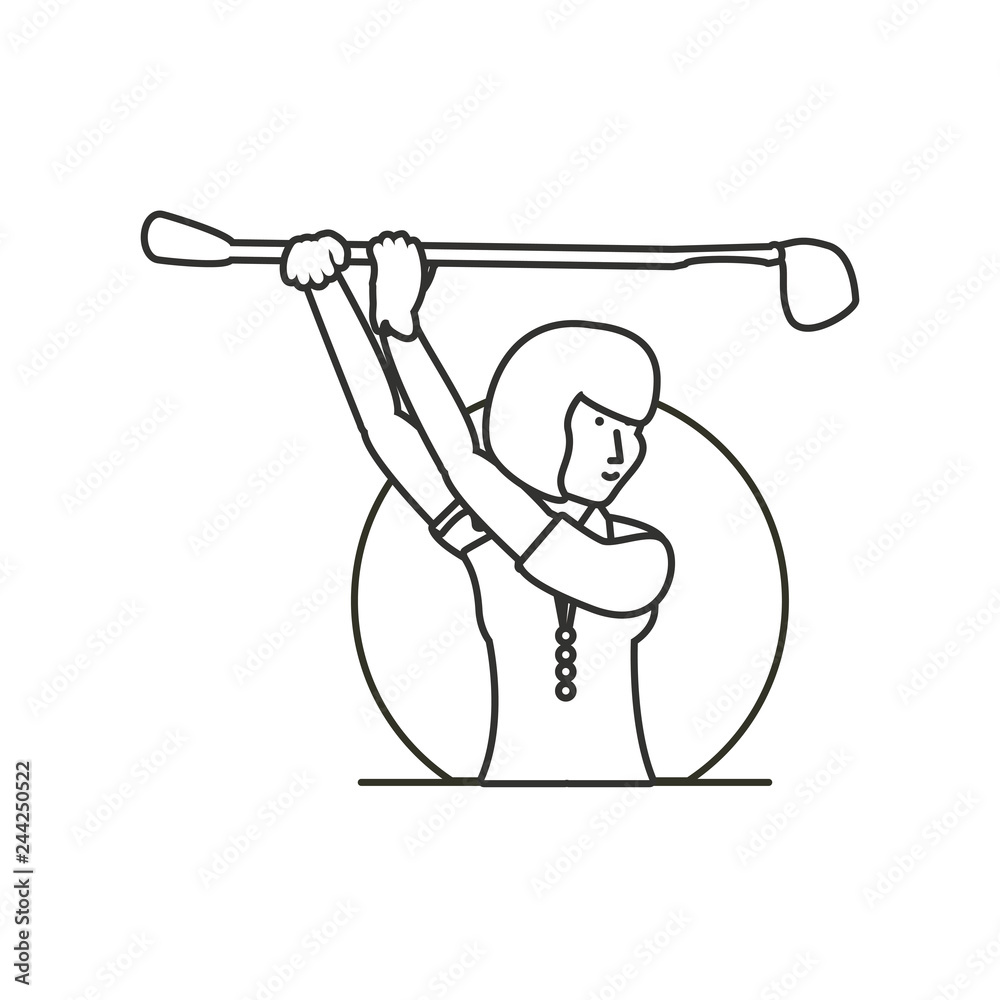 Fototapeta premium golfer woman with stick golf