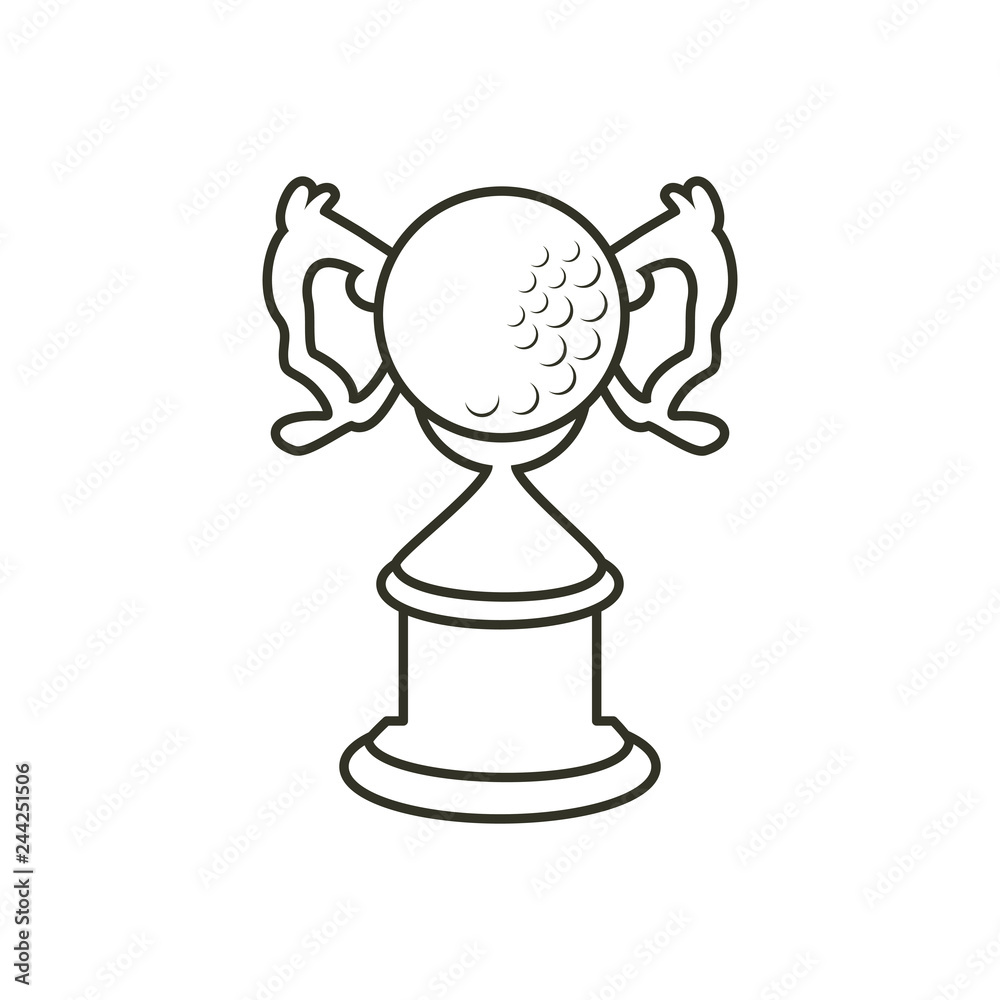 trophy with ball golf isolated icon trophy with ball golf isolated icon