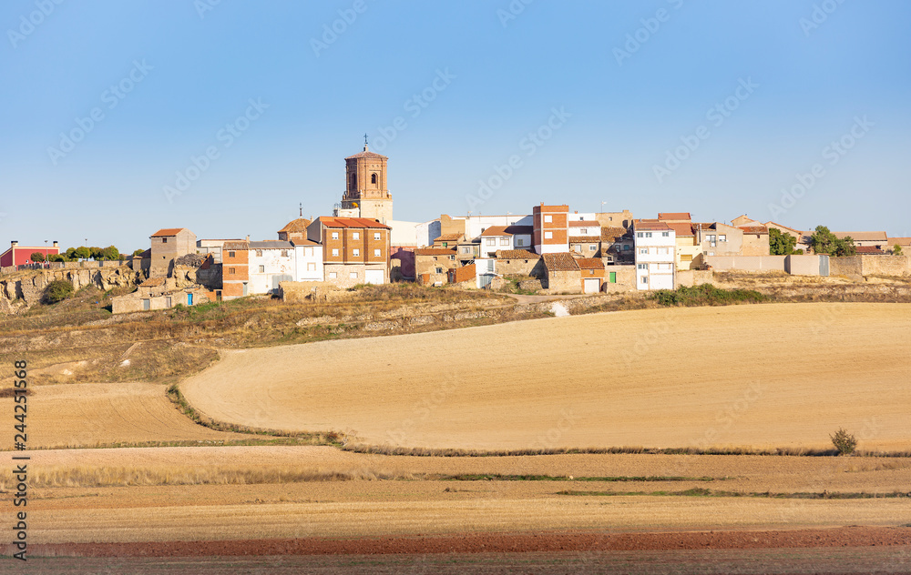 a view of Cubel village on  a summer day, province of Zaragoza, Aragon, Spain