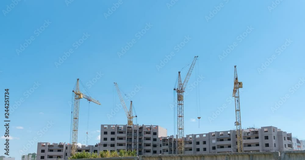 Time lapse of Building Under Construction, Crane and beautiful clouds no birds. Time lapse of Building Under Construction, Crane and beautiful clouds no birds.
