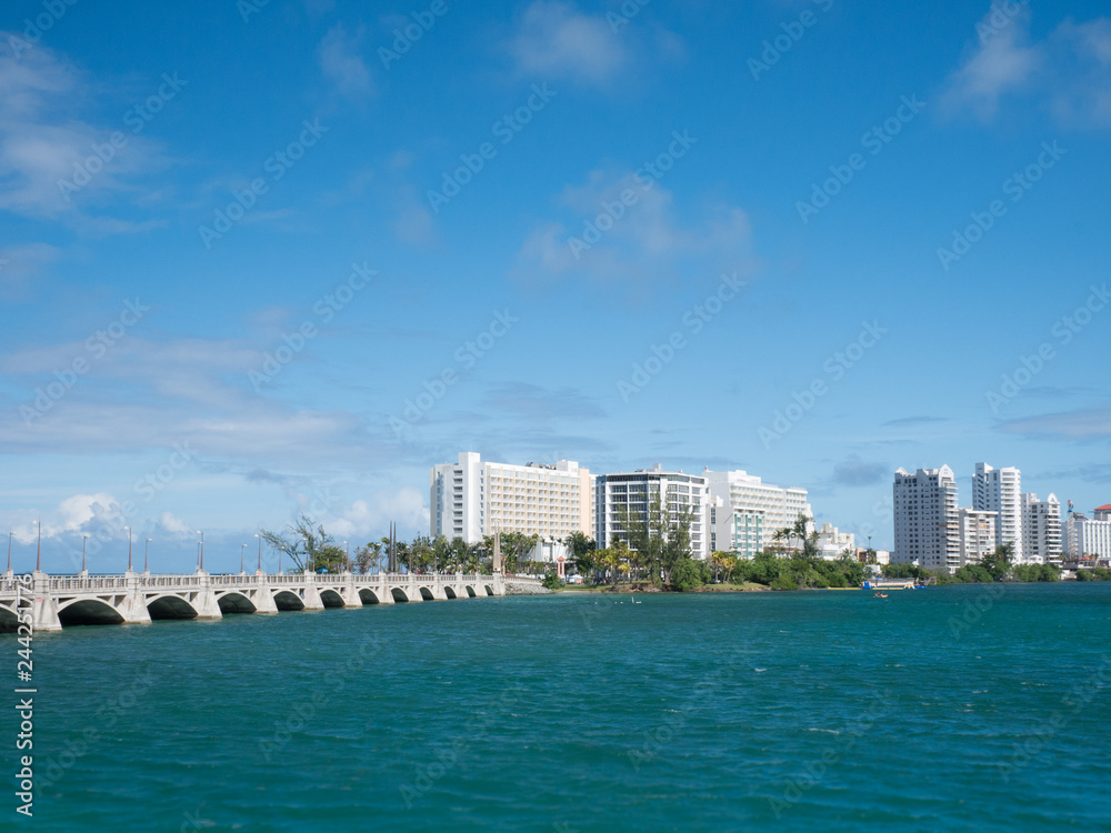 San Juan, Puerto Rico skyline on Condado Beach.