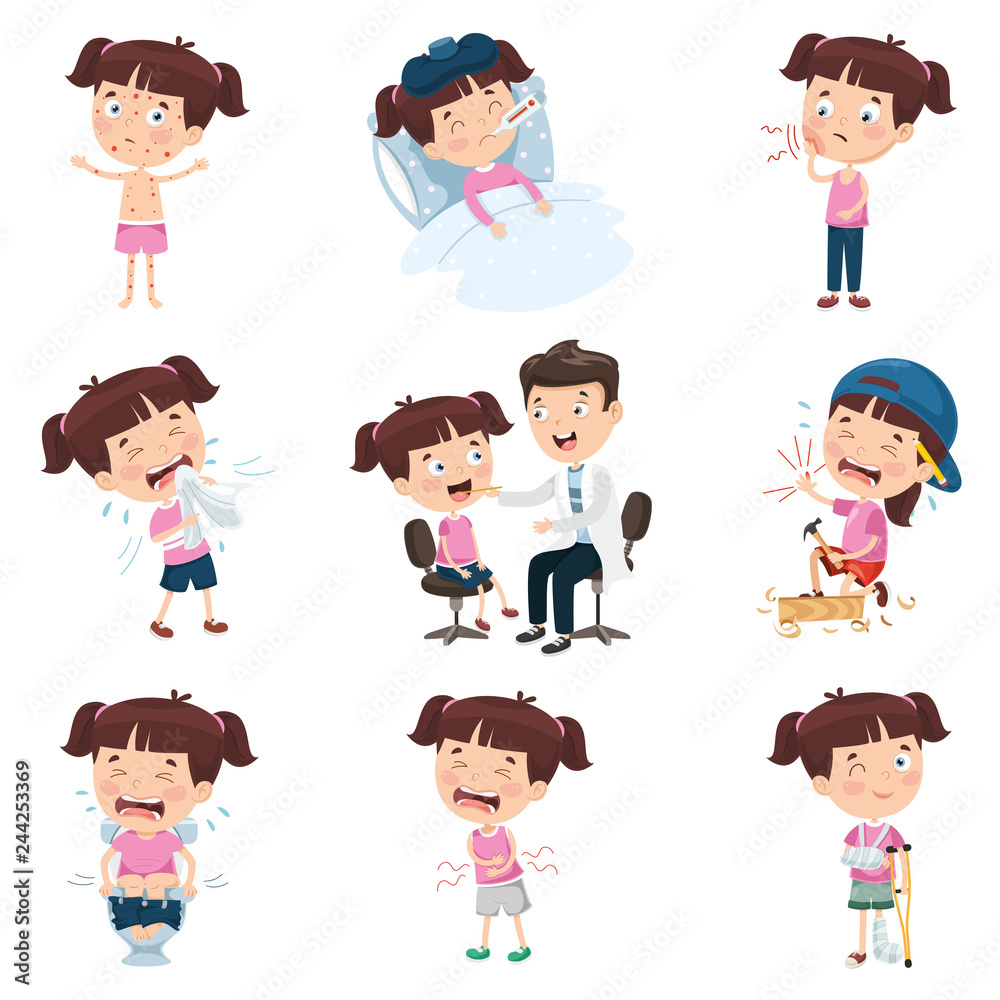 Vector Illustration Of Cartoon Girl Doing Various Activities Vector Illustration Of Cartoon Girl Doing Various Activities