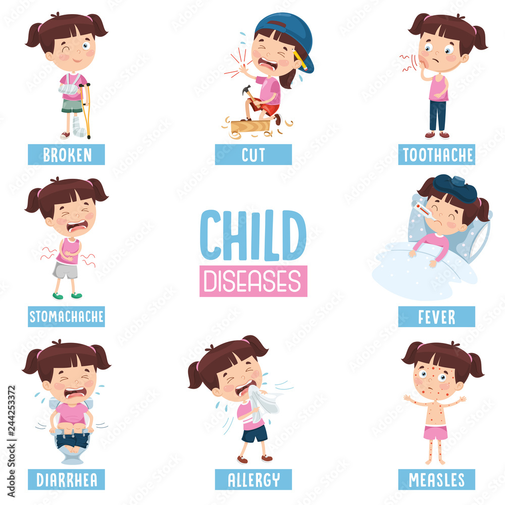 Vector Illustration Of Cartoon Girl Doing Various Activities