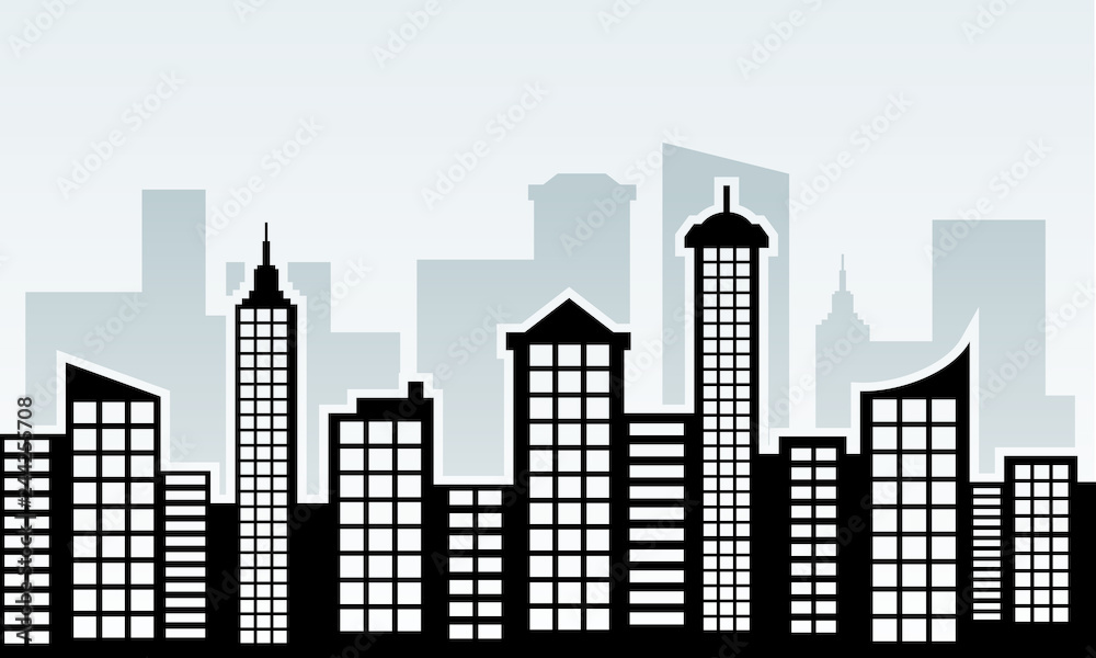 city skyline silhouette with window vector illustration