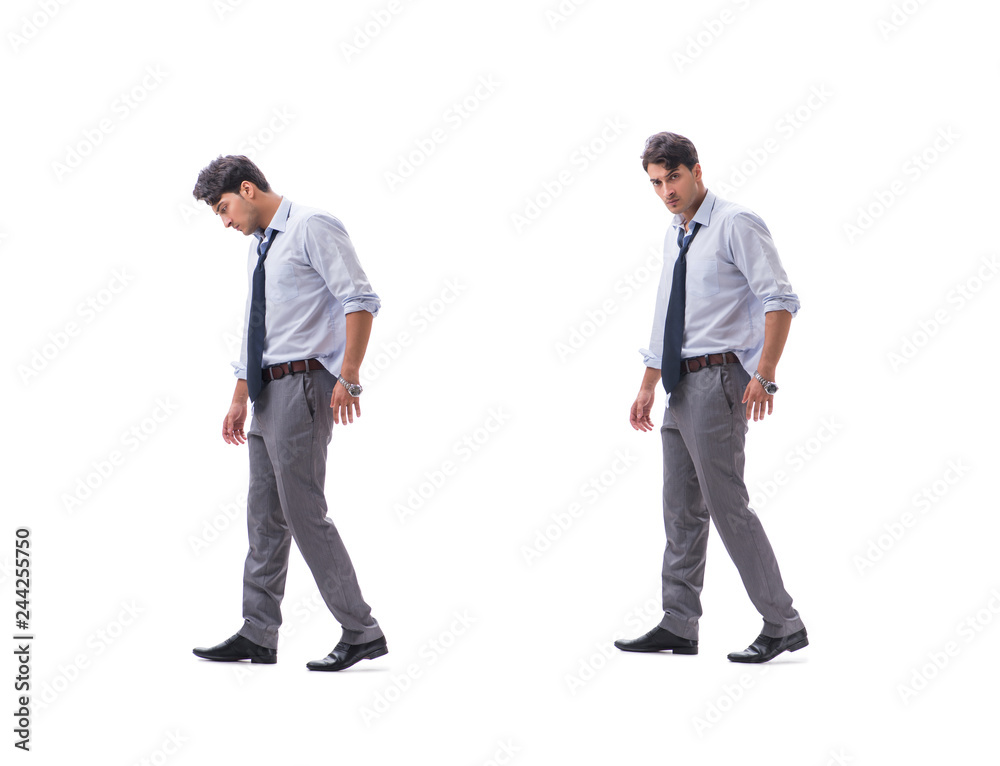 Young barefooted businessman isolated on white Young barefooted businessman isolated on white