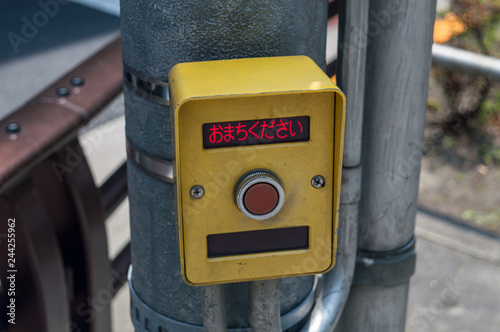 Fototapeta Naklejka Na Ścianę i Meble -  Pedestrian traffic light button in Tokyo, Japan.