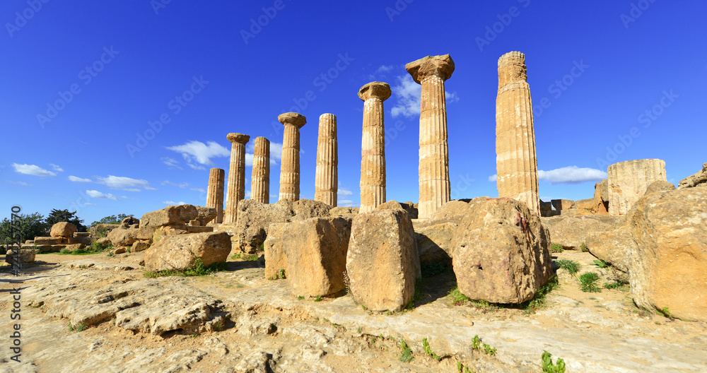 Remains of Ancient Greek Temples in Agrigento Sicily