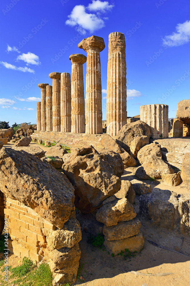 Remains of Ancient Greek Temples in Agrigento Sicily