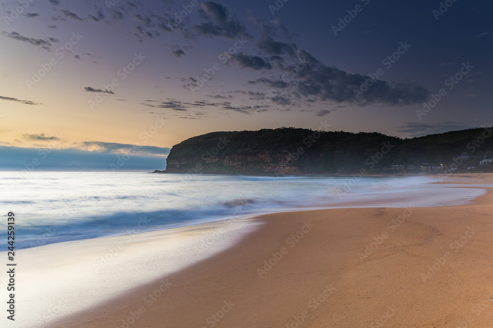 Sunrise Seascape the Beach and Low Cloud Bank Sunrise Seascape the Beach and Low Cloud Bank