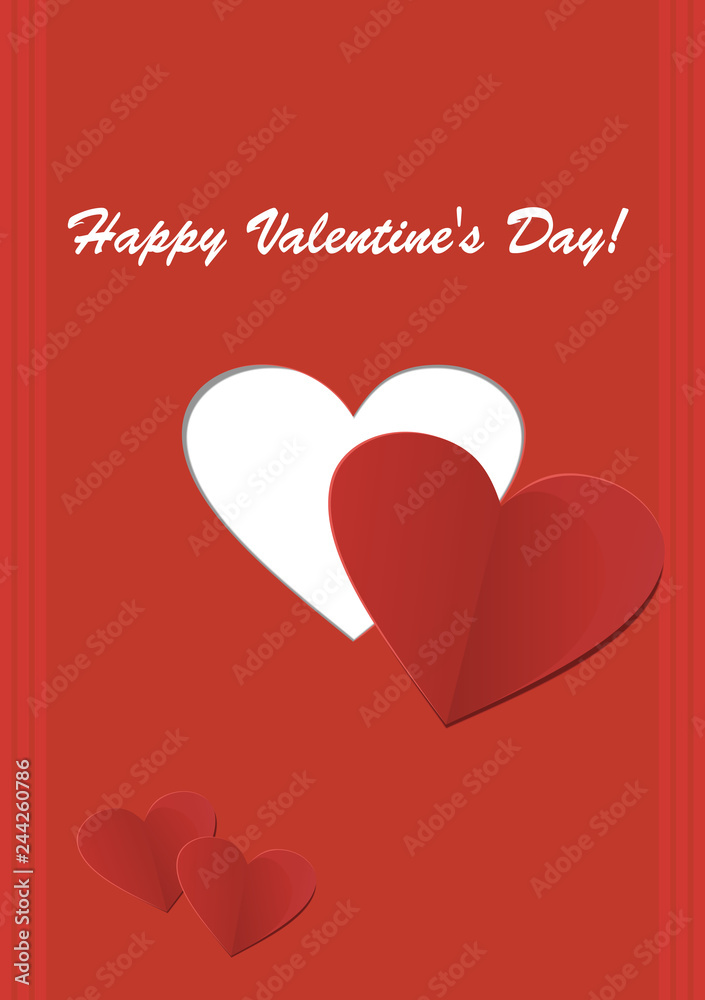 Vector Valentine card in paper applique style