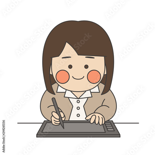 女性キャラクターペンタブレット