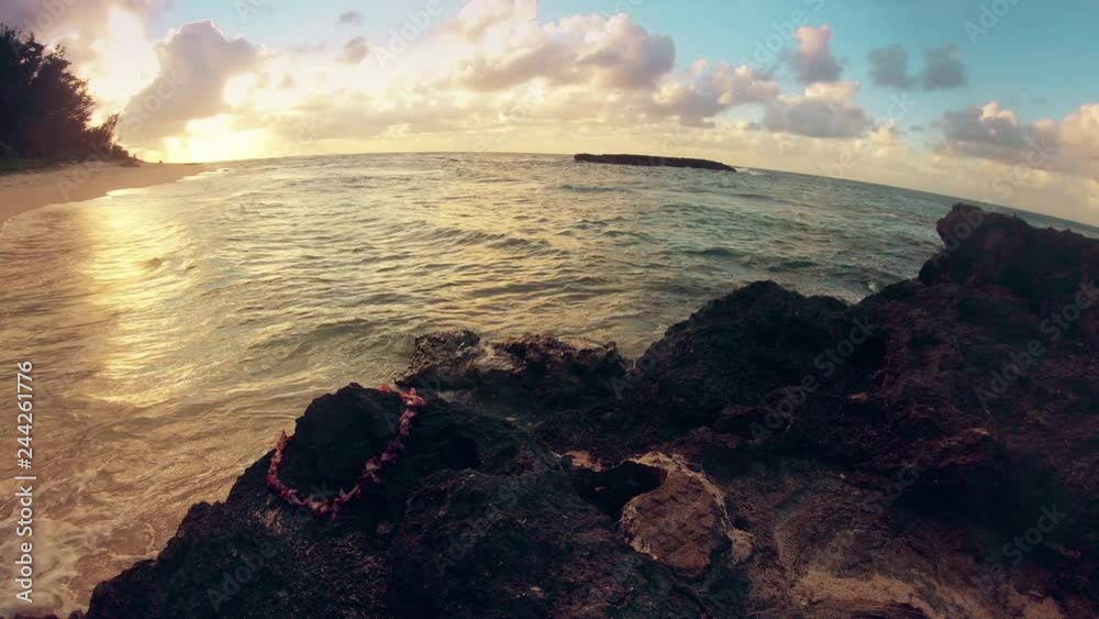 Wide Angle Warm Tropical Beach At Sunset