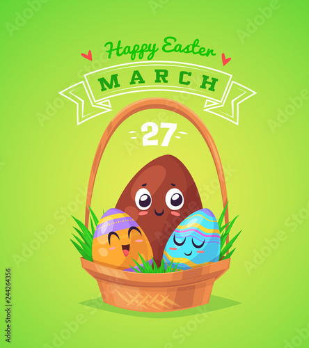 Set of Easter characters. Vector cute cartoons