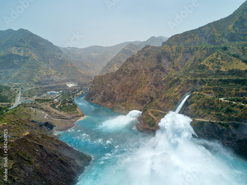 Nurek Dam Spillway, taken in Tajikistan in August 2018 taken in hdr
