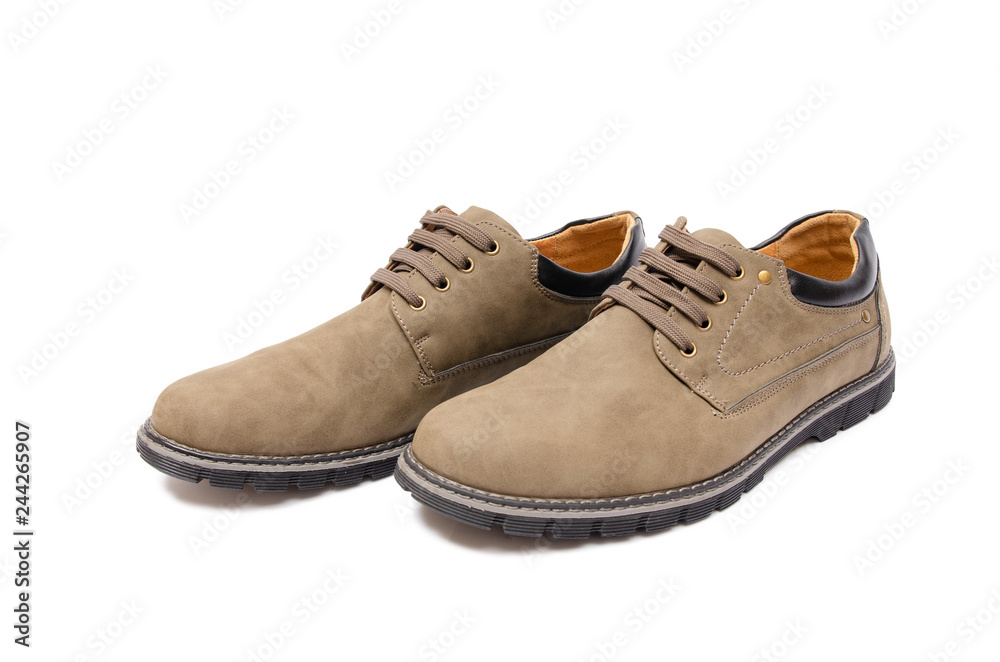 Brown suade shoes isolated on white background Brown suade shoes isolated on white background
