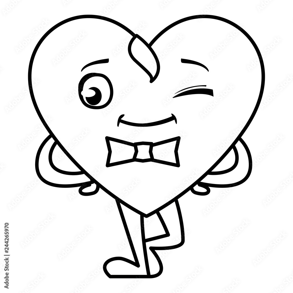 Fototapeta premium heart with bowtie emoticon character