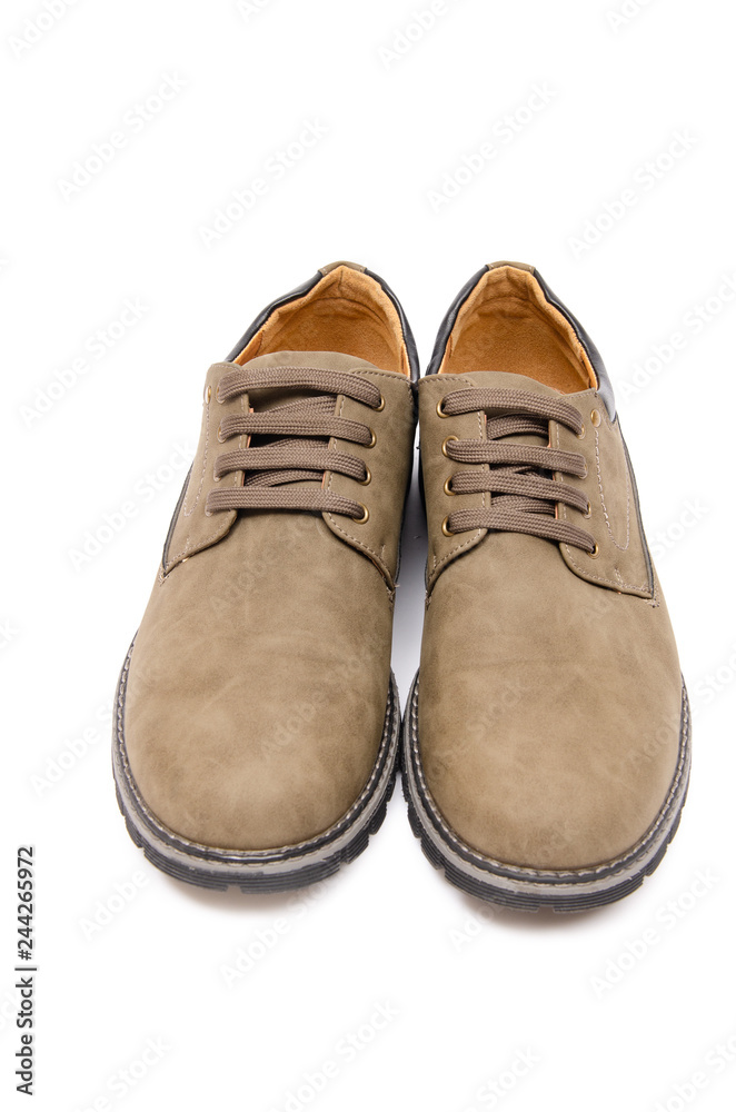 Brown suade shoes isolated on white background Brown suade shoes isolated on white background
