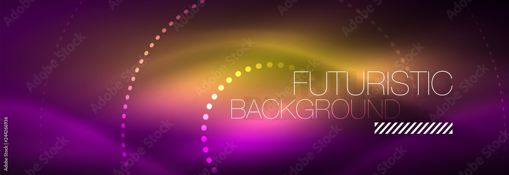 Glowing neon circle line dots, round line design, abstract style on black background. Neon abstract round circles Magic neon lights and glowing dots Glowing neon circle line dots, round line design, abstract style on black background. Neon abstract round circles Magic neon lights and glowing dots