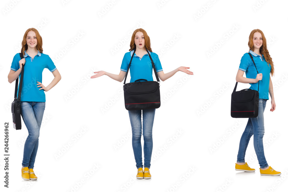 Fototapeta premium Young student isolated on white