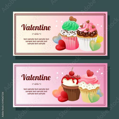 valentine's day cupcakes decoration horizontal banner