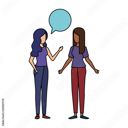 couple of girls with speech bubble