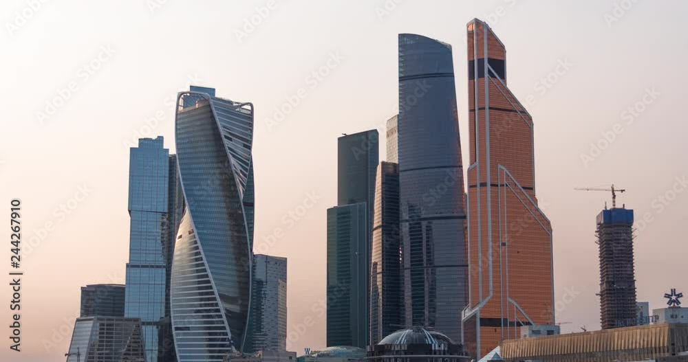 Moscow city (Moscow International Business Center) , Russia Timelapse.