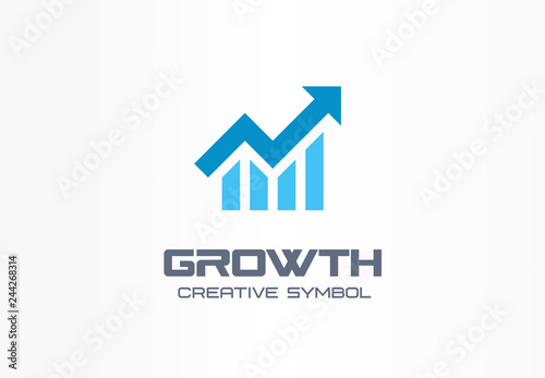 Growth creative symbol concept. Increase, bank profit, grow up arrow abstract business logo. Stock finance market, progress line, graph chart icon