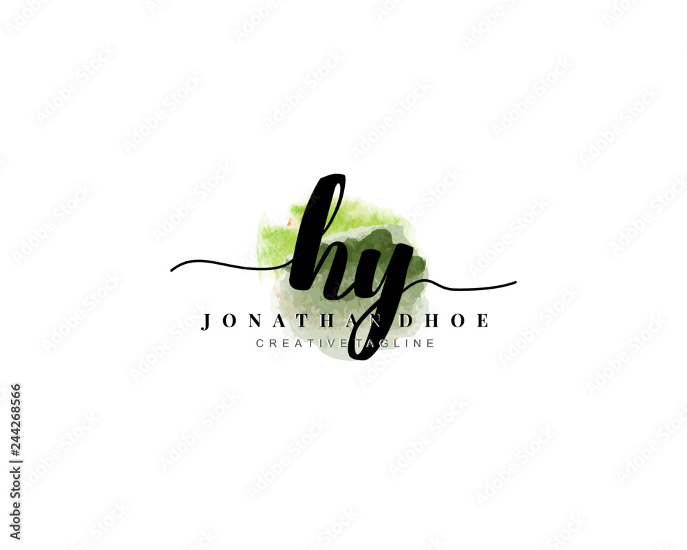 H Y Initial watercolor logo on white background. Logo template vector H Y Initial watercolor logo on white background. Logo template vector