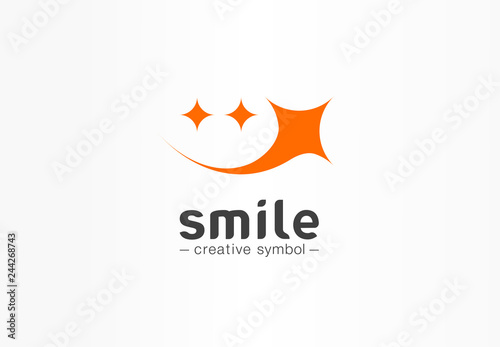 Gold smile creative symbol concept. Smiley star, kindness emoji, happy face, circus abstract business logo. fun party, comedy, lightning icon