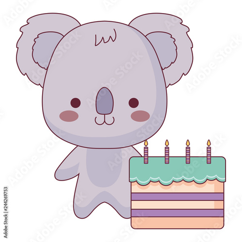 cute and little koala with sweet cake