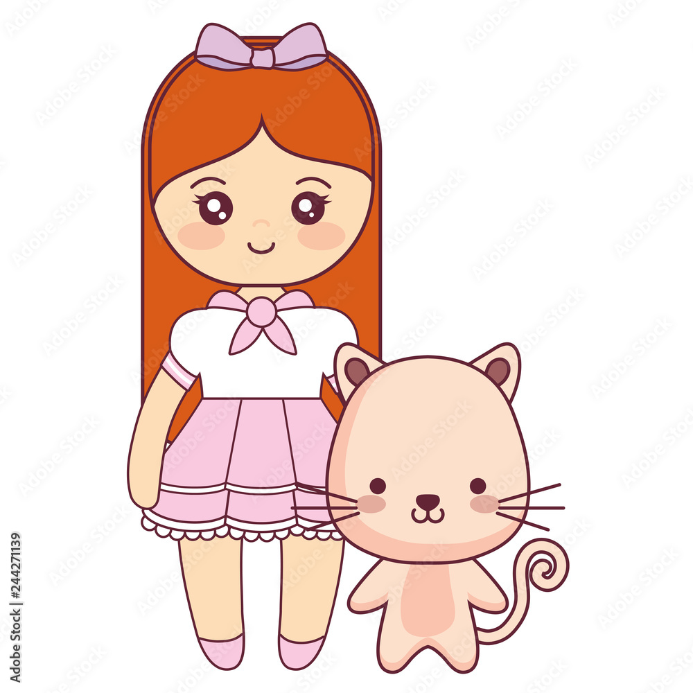 cute and little cat with girl cute and little cat with girl