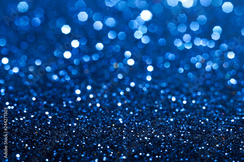 blue and white glitter abstract bokeh background Christmas 