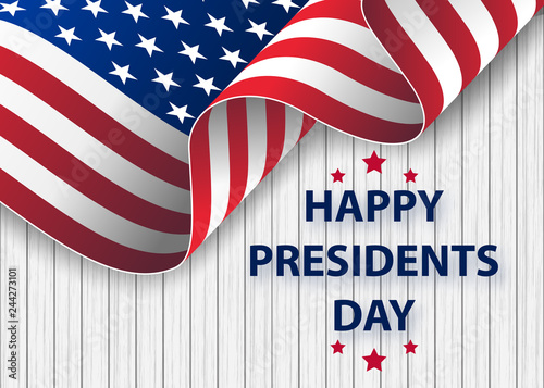 Happy Presidents Day background template. United States Happy president's day - poster with flag of the USA. 