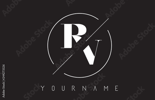 RV Letter Logo with Cutted and Intersected Design