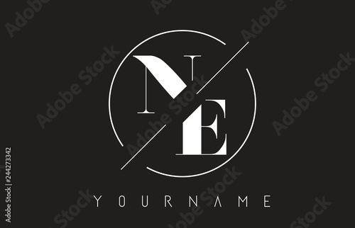 NE Letter Logo with Cutted and Intersected Design