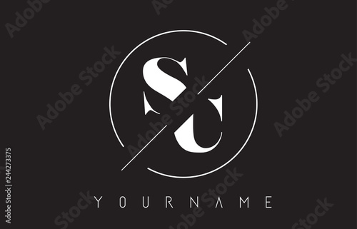 SC Letter Logo with Cutted and Intersected Design