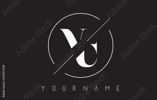 VC Letter Logo with Cutted and Intersected Design