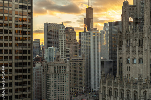 Chicago downtown buildings skyline © blvdone