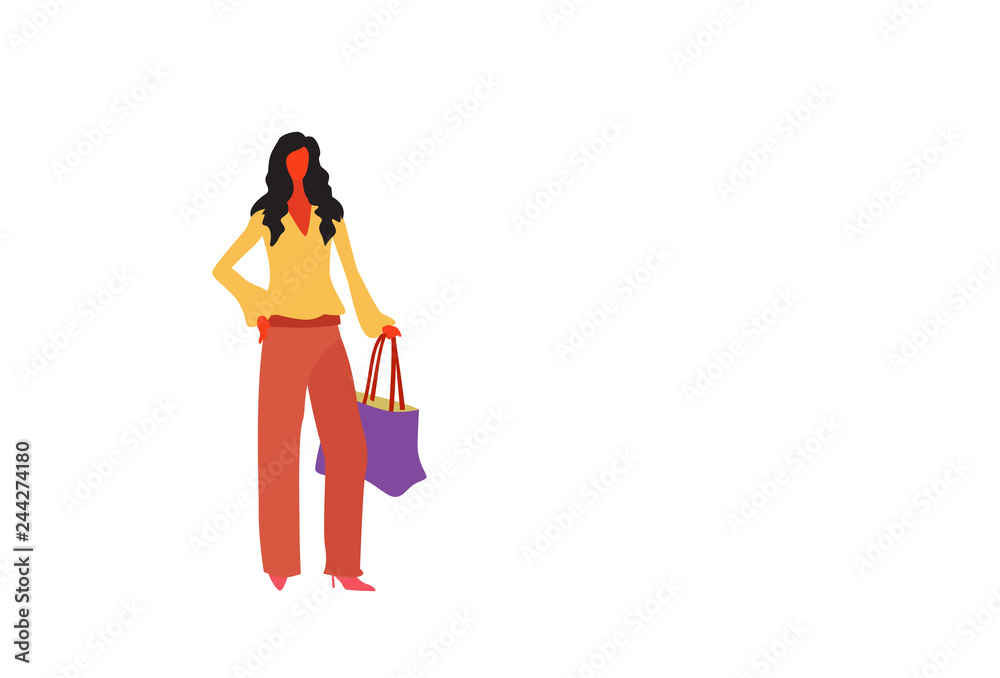 brunette businesswoman holding handbag wearing elegant clothes female office worker business woman full length cartoon character flat horizontal isolated