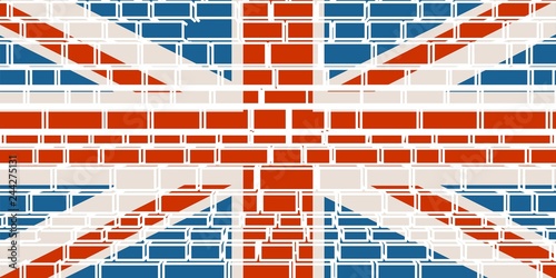 United Kingdom exit from Europe relative image. Brexit named politic process. National flag of Great Britain. Ancient brick wall texture