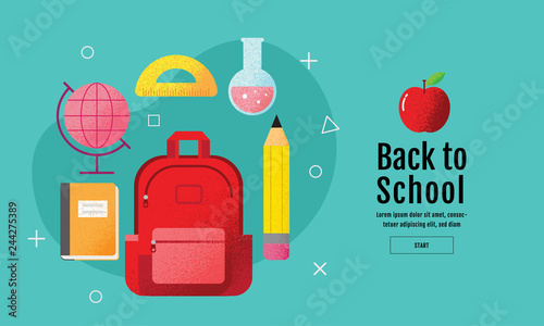 back to school sale banner, poster, flat design colorful, vector