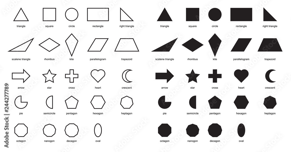 2D Shapes Educational Chart Poster. Shapes Basic Chart. printable