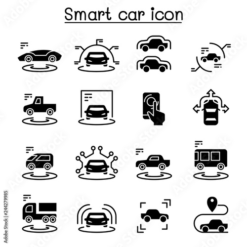 Smart car icons set