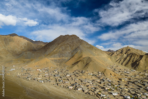 Leh Ladakh city scape with sunlight